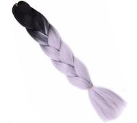 crochet hair 24Inch Synthetic Long Braiding Hair Colorful Braids 100g Rainbow Hair Gray Black Trend Way (Size : 1Pc, Color : 3 9_24INCHES 100G)(2 22-24inches 100g)