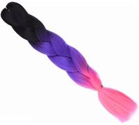crochet hair 24Inch Synthetic Long Braiding Hair Colorful Braids 100g Rainbow Hair Gray Black Trend Way (Size : 1Pc, Color : 3 9_24INCHES 100G)(3 9 02-24INCHES 100G)