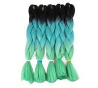 crochet hair 2packs per lot 24inch 100g heat synthetic 2 tone 3 tone 4 tone ombre braiding box hair extension (Color : #8, Size : 24inches)(T1B/Green)