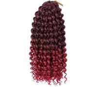 crochet hair 8 Inches Ombre Hair Extensions Synthetic Curl Jamaican Bounce Crochet Hair Afro Kinky Curly Crochet Braids(T1B/BURGUNDY-8INCHES,6Pcs/Lot)