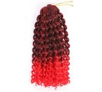 crochet hair 8 Inches Ombre Hair Extensions Synthetic Curl Jamaican Bounce Crochet Hair Afro Kinky Curly Crochet Braids(T1B/RED-8INCHES,6Pcs/Lot)