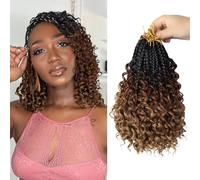 Crochet Hair Extensions Boho Style Pre Looped with Curly Ends 8 Inch Goddess Bohemian Box Crochet Hair for Black Women Synthetic 3pcs Boho Braids Crochet Hair Extensions