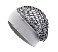 Crochet Hair Wrap Reusable Overnight Secure Snood Cap Cover | Mesh Crochet Hair Net for Women Teens Girls Traveling Home Indoor Outdoor Hotel Shower Gray
