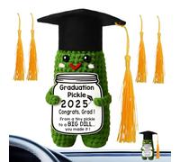 Crochet - Handmade Knitted Pickle with 5 Color Tassels - Desk Ornament Knitted Graduation Toy with Encouragement Card for Display Shelf Bedroom Travel Home Teenage Girls Friends College