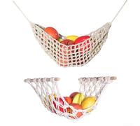 Crochet Hanging Fruit Basket with Hooks Unique Style for Your For Kitchen Space (A)