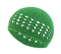 Crochet Hat Adult Elastic Winter Hollow Out Knitted Hot Winter Presents for Students Teenagers Men Muslims Skull Cap Beanies Cotton Head Prayer Green