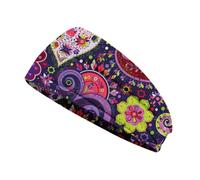 Crochet Headband Unisex Sports Head Band Tie-dye Wide Floral Print Hairbands Hair Accessories for Sporting Running Type 6