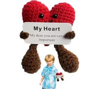 Crochet Heart as a Hug - Handmade Heart as a Hug, Crochet Love Bag | Knitted Doll Bag Pendant, Crochet Heart as Birthday Gift for Valentine's Day