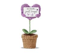 Crochet Heart Flower - “No Words… Just Hugs” - Handmade Crochet Plushie Plant - Sympathy, Comfort Gift, Encouragement Present, Thinking of You Gift