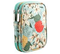 Crochet Hook Case Double Layer Portable Storage Bag for Knitting Tools, Elegant 600D Oxford Fabric, Perfect for Home and Travel, 1 Unit (Green Lily Bag)
