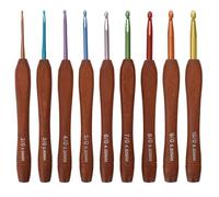 Crochet Hook Set, 9 Pcs Wood Handle Crochet Hooks,Crochets Hook Knitting Needle,Light and Comfortable Tool,for Beginners Adults,for Arthritic Hands, for Lacework (2.0mm-6.0mm)