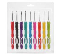 Crochet Hook Set 9Pcs Ergonomic Plastic Handle Aluminum Hooks Multicolored #2 Size for Knitting and Crocheting Projects