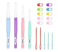 Crochet Hooks 4 Pack Ccrochet Kit 8/10/12/15mm with Marker Buttons and Yarn Needles Ergonomic Large Crochet Hooks for Knitted Sweater Scarf Hat Toy for Beginners and Experienced