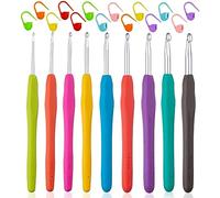 Crochet Hooks, 9pcs Crochet Hooks Set with Ergonomic Soft Grip for Unmatched Comfort and Precision Control, Complete with Stitch Markers - Perfect for Beginners and Experienced Crochet Hook Lovers