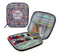 Crochet Hooks Case, Embroidery Tool Storage Bag Crocheting Tools Storage Bag with Web Pockets for Crochet Hook Kit Tools Bag Knitting Accessories Portable Craft Zipper Storage Organizer