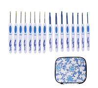 Crochet Hooks Needles for Arthritic Hands, 16 Piece Set Extra-Long Chinese Style Crochet Hook Set Ergonomic Soft Grips Knitting Hook for Crochet Yarn Craft(Blue)