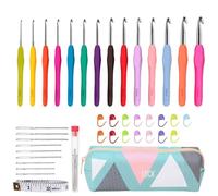 Crochet Hooks Set, 14 Sizes Crochet Hooks, Crochet Kits for Beginners Adults, Soft Handles Crochet Needles with Needles and Stitch Markers (Multi-Colored D)