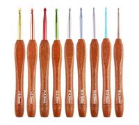 Crochet Hooks Set 9-Piece Ergonomic Wooden Bamboo Handle Crochet Needles for Beginners Knitting Soft Grip Crochet Hook Kit for Arthritic Hands Gifts with 2.0mm-6.0mm Sizes