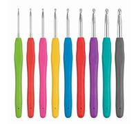 Crochet Hooks Set 9Pcs with Soft Grip Handles for Arthritic Hands, 2mm-6mm Aluminum Crochet Hook for Beginners and Advanced Crafters, Crochet Kit for Blankets, Scarves, Amigurumi