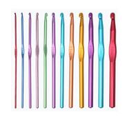 Crochet Hooks Set Aluminium 12pcs Needles 2mm 2.5mm 3mm 3.5mm 4mm 4.5mm 5mm 5.5mm 6mm (1/4 Inch) Wide 6.5mm 7mm 8mm in a Plastic Partitioned Wallet High Quality Coloured Aluminium Crochet Needles