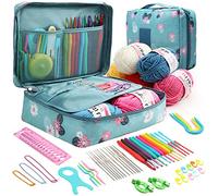 Crochet Hooks Set for Beginners Adults, Colorful Crochet Kits with Storage Bag Ergonomic Soft Grip Handle Knitting Starter Kit DIY Weave Yarn Kits for Adults Kids Gifts(Butterfly)