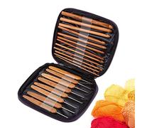 Crochet Hooks Sets，20PCS Bamboo Crochet Hooks Needles Knit Weave Craft Yarn Sewing Knitting Tools with Case