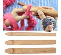 Crochet Hooks, Wooden Crochet Hooks Multi Functional 3pcs Large Thick Crochet Hook Wooden Knitting Needle Weaving Tool 15mm 20mm 25mm Crochet Hooks Set for Women Adults Beginners