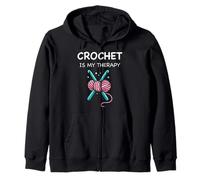 Crochet Is My Therapy Funny Crochet Lover Zip Hoodie
