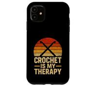 Crochet Is My Therapy Retro Crocheting Crocheter Case for iPhone 11