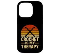 Crochet Is My Therapy Retro Crocheting Crocheter Case for iPhone 14 Pro