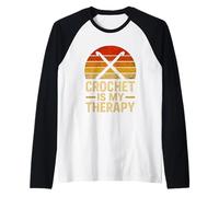 Crochet is My Therapy Retro Crocheting Crocheter Raglan Baseball Tee