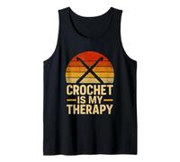 Crochet is My Therapy Retro Crocheting Crocheter Tank Top