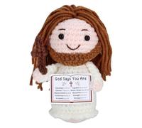Crochet Jesus Doll with Blessing Card - Religious Gift for First Communion, Baptism, Confirmation,Easter Basket Stuffers for Girls, Boys, and Teens - Christian Gift for Young Believers, Godchildren