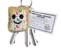 Crochet Keychain, Crochet Keychain | Knitting Keychain Emotional Support Soft Pop Tart Doll | Calm Doll Keychain Comes with a Positive Affirmation Card for Bookshelf or Living Room