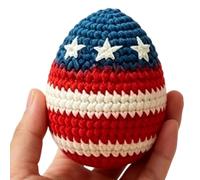 Crochet Kick Ball, Patriotic Hackys Sack Toy, 250th Flag Color Yarn Design with Handmade Stitches Texture, Lightweight Cotton Footbag, Fun Sport Style for Outdoor Backyard Activities Use