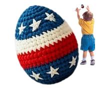 Crochet Kick Ball, Patriotic Hackys Sack Toy, 250th Flag Color Yarn Design with Handmade Stitches Texture, Lightweight Cotton Footbag, Fun Sport Style for Outdoor Backyard Activities Use