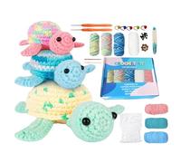 Crochet Kit - 23×16×5cm DIY Turtle Family Starter Kit | Complete Starter Set with Hooks and Instructions, Educational Crafts for Children and Adults, Home Hobby Learning