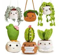 Crochet Kit - 6 PCS Beginner Crochet Kit with Step by Step Video Lessons - Plants and Succulent Family with Crochet Accessories(40%+ Yarn) (6pcs Plants Family)