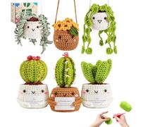 Crochet Kit 6 Pcs Crochet Kits for Beginners Adults with Step-by-Step Video Instructions Handmade Positive Hanging Plant Crochet Gifts Kits
