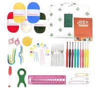 Crochet Kit 60Pcs Knitting Starter Set Beginner Crochet Hook Set Complete Crochet Starter Kit for Beginners & Adults, with 0.6-6.0mm Metal Crochet Hooks Wool Guide Bag Knitting Accessories (White)