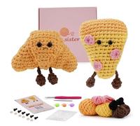 Crochet Kit, Beginner Pizza and Croissant Crochet Kit Complete Amigurumi Starter Set with Video Tutorials with Video Tutorials, Complete DIY Yarn Craft Gift for Kids & Adults