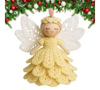 Crochet Kit - Christmas Angel Yarn Ornament Kit, Miniature Crochet Figure Formation, Interactive Festive Crafting Activity Layout, Detailed Embroidery Pattern Arrangement, Hobby Textile