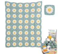 Crochet Kit, Crochet Blanket Kit, Complete Starter Crochet Kits for Beginners Adults Complete Crochet Blanket Kit with Step-by-Step Instructions Book Yarn & Accessories Learn to Crochet Daisy Grann