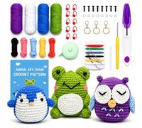 Crochet Kit for Beginners, 3 Animal Pattern Beginner Crochet Kits, Knitting Kit for Adults with Video Tutorials (Owl, Penguin, Frog)