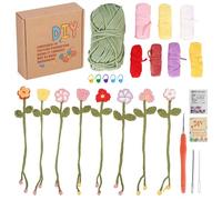 Crochet Kit for Beginners 8 Flower Bookmarks Craft Kit for Adults Kids, Crochet Knitting Kits Complete Crochet Set with Step-by-Step Video Tutorials, Crochets Starter Kit Birthday Surprise Gift