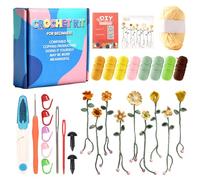 Crochet Kit for Beginners 8 Flower Bookmarks with Video Tutorials Set DIY | Knitting Set for Kids Adults, DIY Art Hobbies, Step-by-Step Guide, Birthday Gift, Crochet Hook & Supplies
