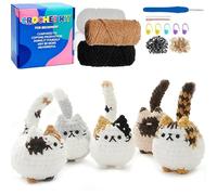 Crochet Kit for Beginners Adults, Amigurumi Beginners Crochet Kits Animal Cat with Step-by-Step Video Tutorials Knitting & Crochets Starter, Fuppys Crocheting Kit Cute Gifts for Women-5 Cute Cats