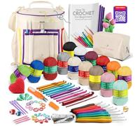 Crochet Kit for Beginners Adults and Kids - Beginner Crochet Kit for Adults with Step-by-Step Video Tutorials, Amigurumi and Crocheting Kit, Crochet Starter Kit with Soft Crochet Yarn and Crochet Bag
