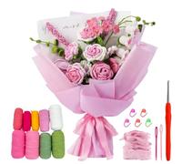 Crochet Kit for Beginners Adults, Crochet Flowers Kits for Starters, Knitted Rose Bouquet Set with Step-by-Step Video Tutorials, Handmade Arts Crochet Flower Bouquet Birthday Gifts for Women Girls