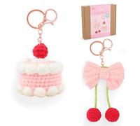 Crochet Kit for Beginners, Amigurumi Cake & Coffee Scene Starter Set with Video Tutorial, Complete Yarn & Hook Supplies, DIY Dessert Desk Decor for Coffee Lovers